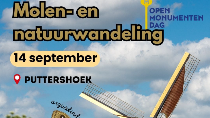 Molen- en natuurwandeling in Puttershoek op Open Monumentendag zondag 14 september